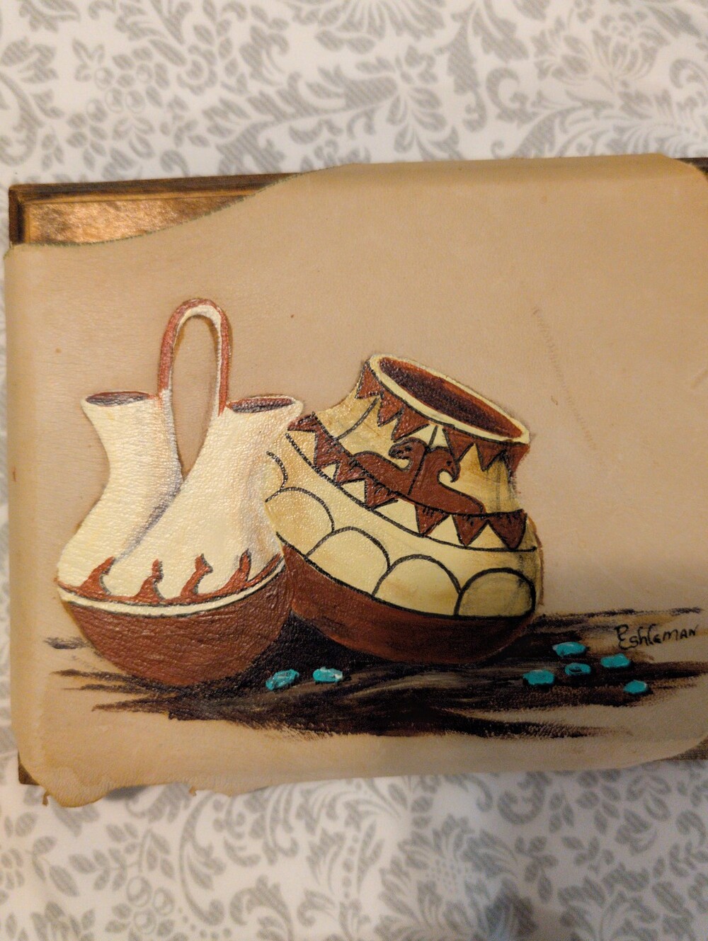 Hand-painted  And Handmade Authentic Sand Art Two Of The Three Pieces Are Signed